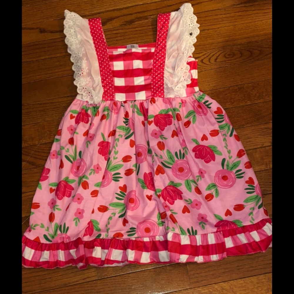 Boutique pink white ruffle tunic / dress